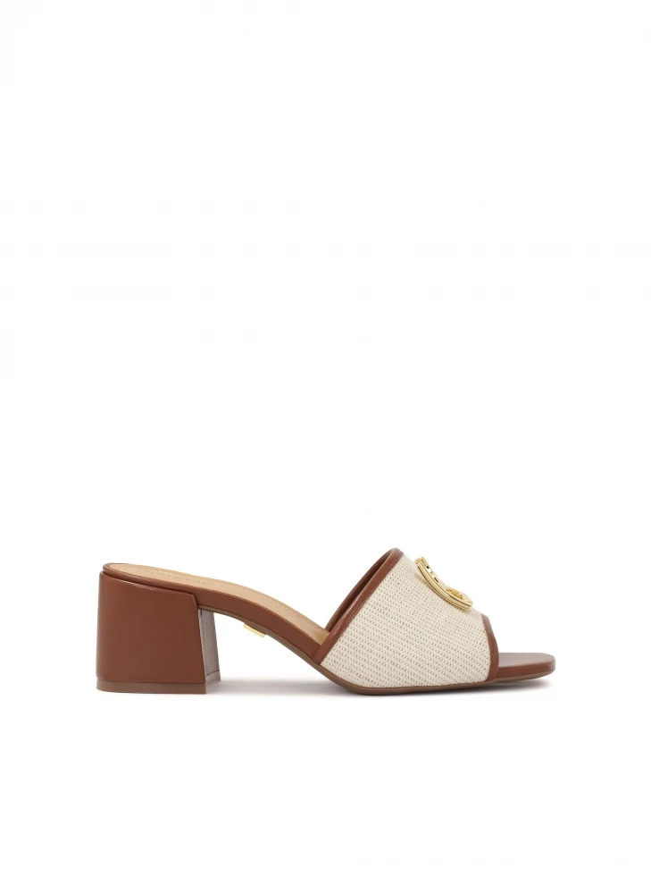 kazar Leather mules with canvas fabric strap