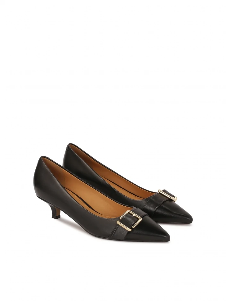 Kazar Leather Pumps With Kitten Heels