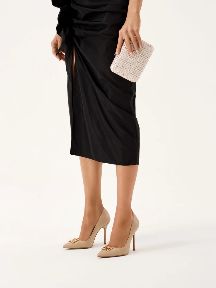 Kazar Leather Pumps With Metal Embellishment