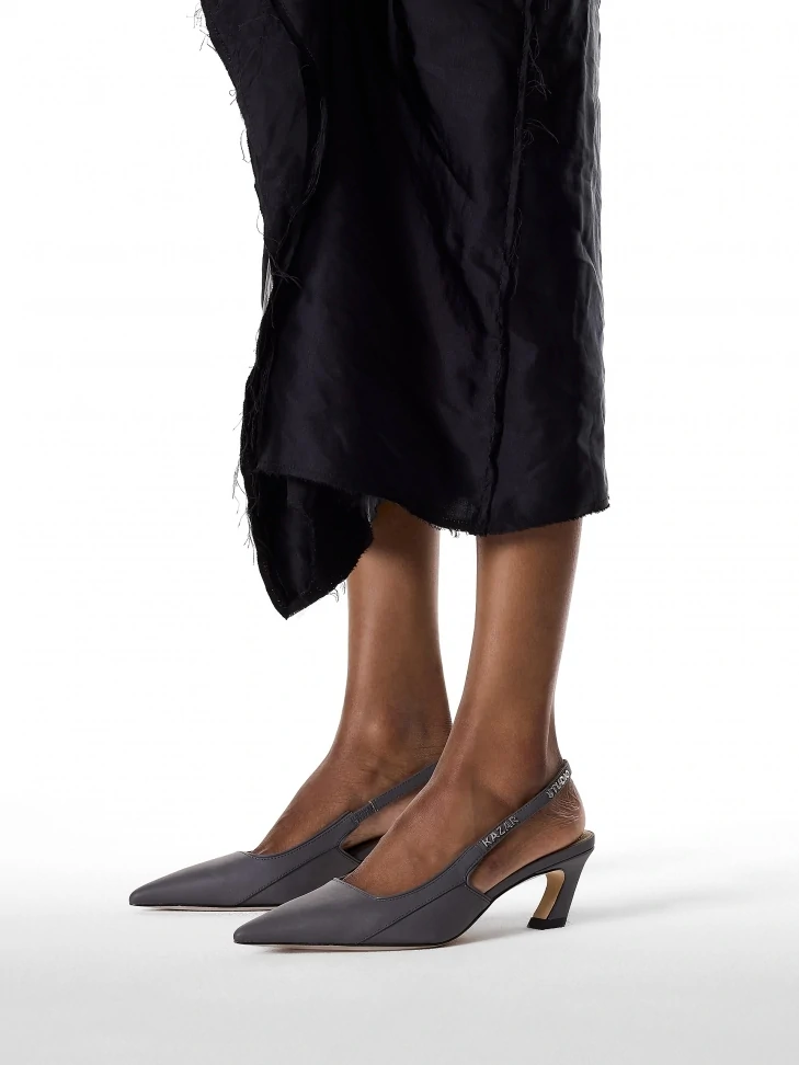 Kazar Leather Pumps With Open Heel