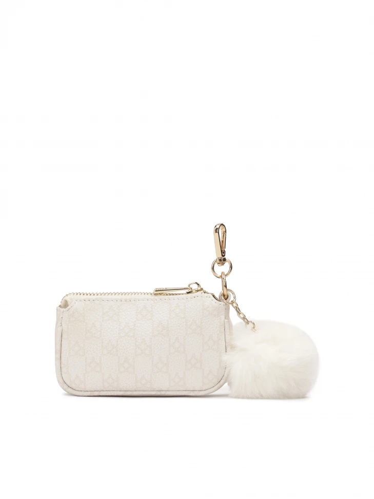 Kazar Leather Purse Key Ring With Pom-pom