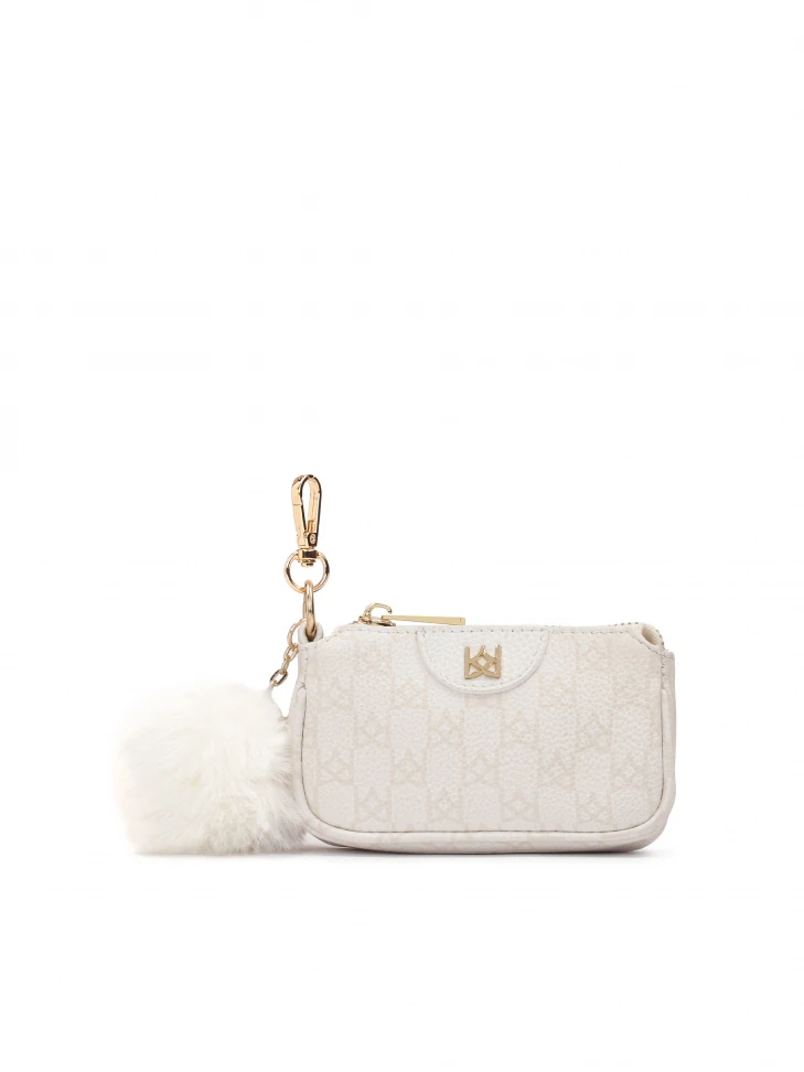 kazar Leather purse key ring with pom-pom