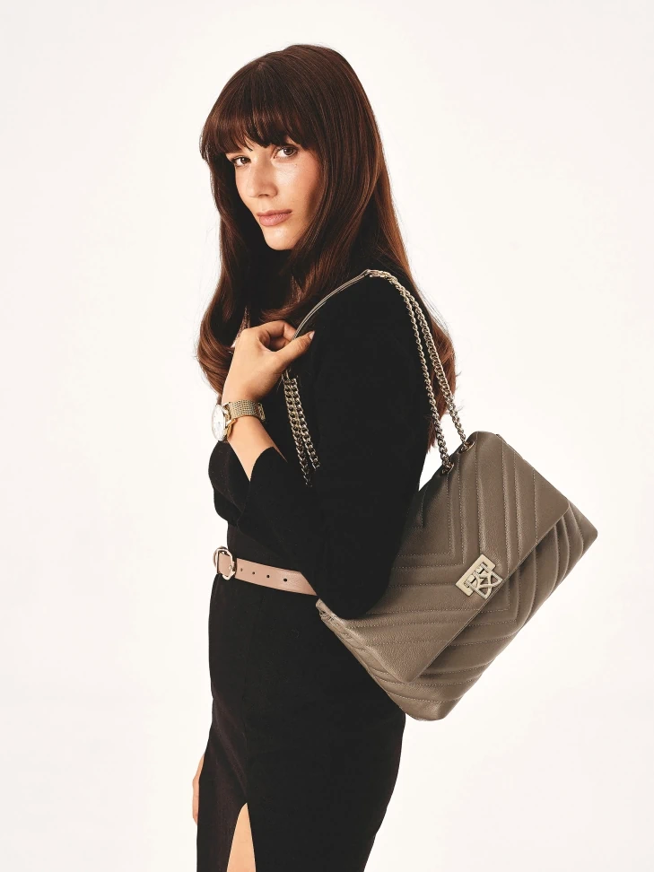 Kazar Leather Quilted Chain Handbag