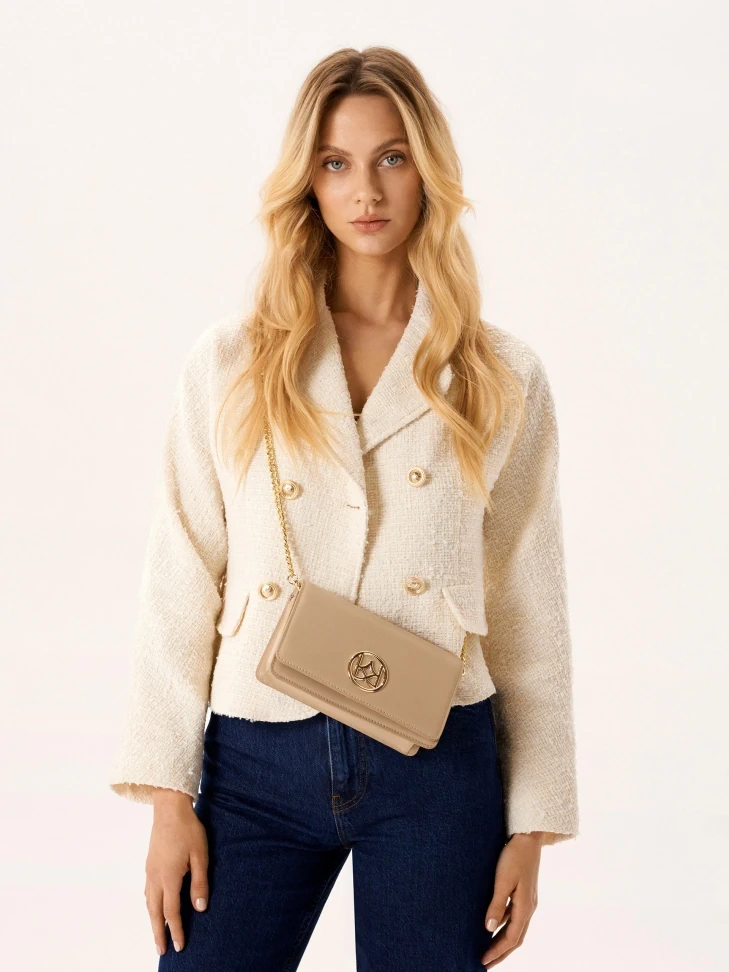 Kazar Leather Rectangular Bag On A Gold Chain