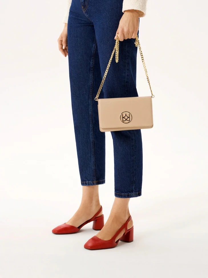 Kazar Leather Rectangular Bag On A Gold Chain