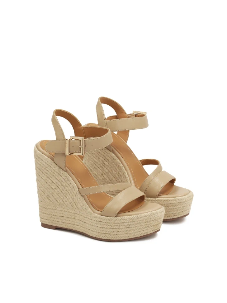 Kazar Leather Sandals On A Cord-covered Heel