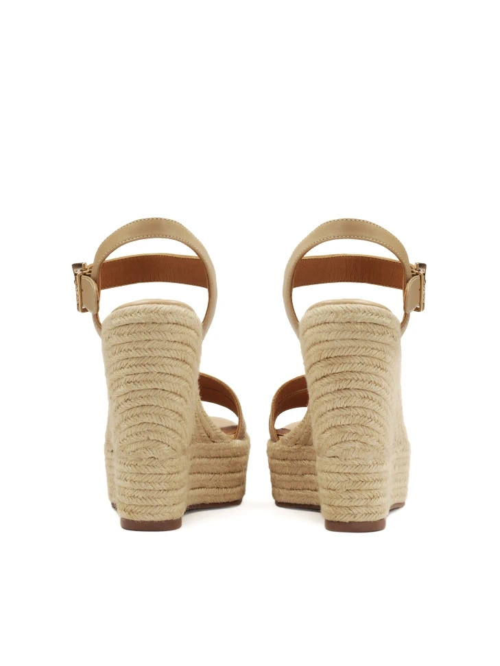 Kazar Leather Sandals On A Cord-covered Heel