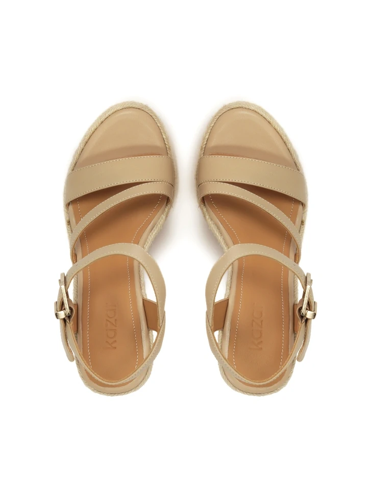 Kazar Leather Sandals On A Cord-covered Heel