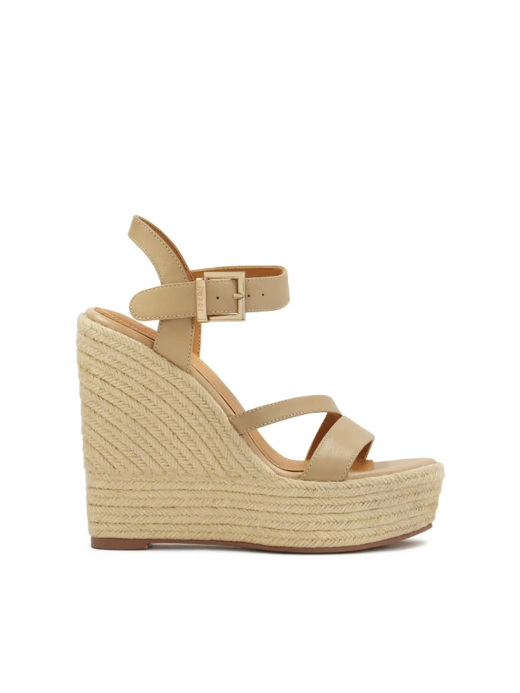 kazar Leather sandals on a cord-covered heel