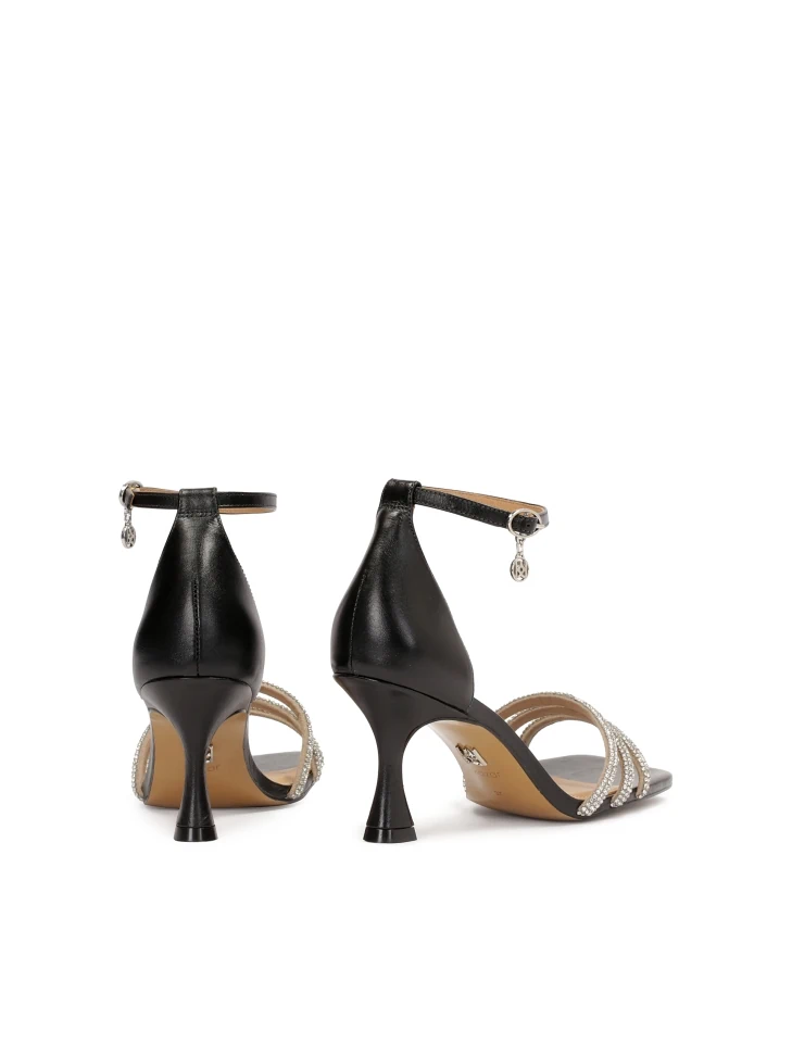 Kazar Leather Sandals On A Heel With Shiny Straps