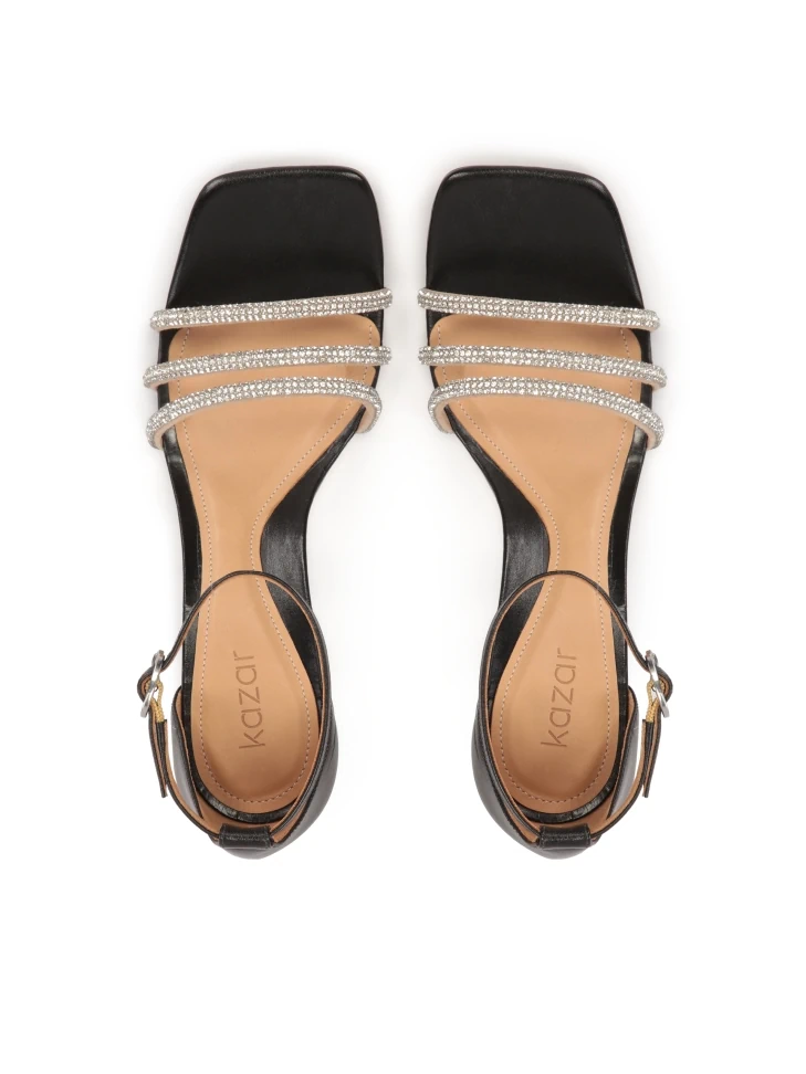 Kazar Leather Sandals On A Heel With Shiny Straps