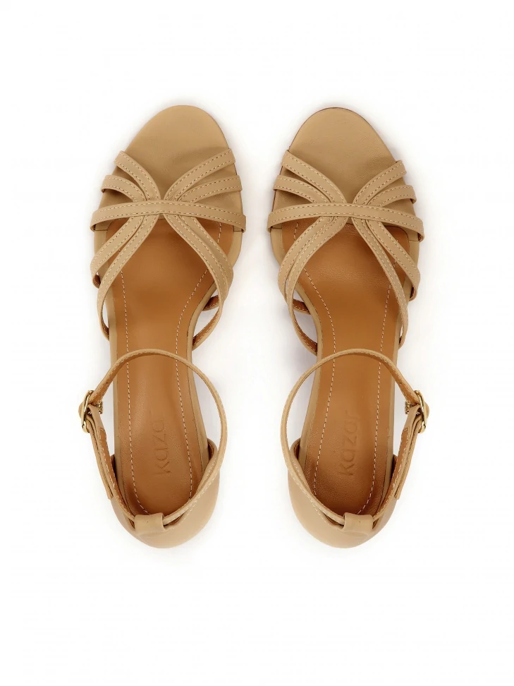 Kazar Leather Sandals With A Comfortable Heel