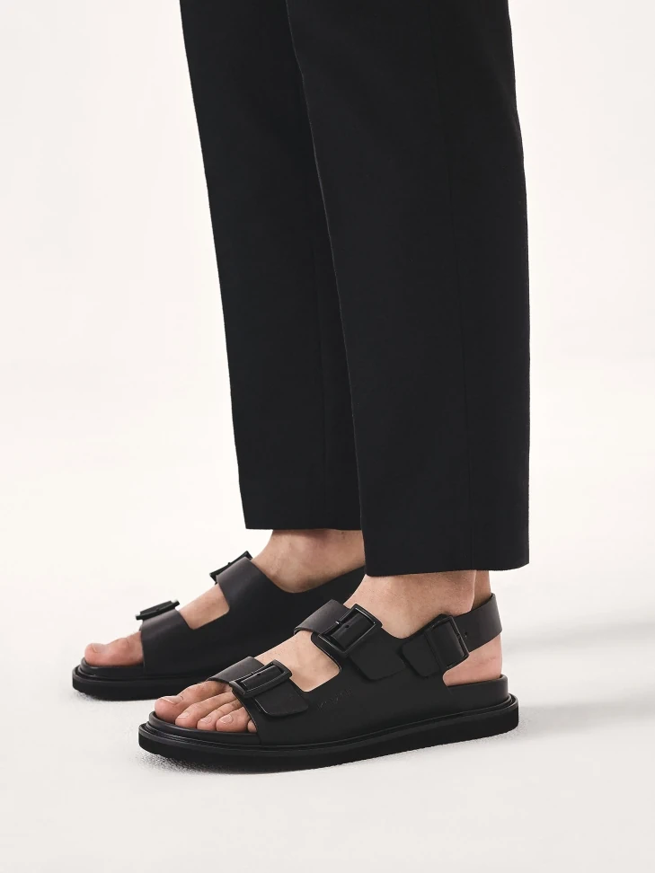 Kazar Leather Sandals With Metal Clasp
