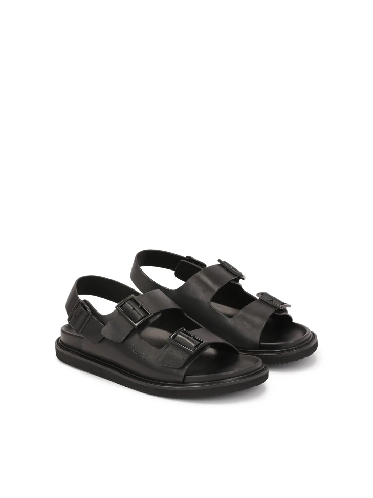 Kazar Leather Sandals With Metal Clasp
