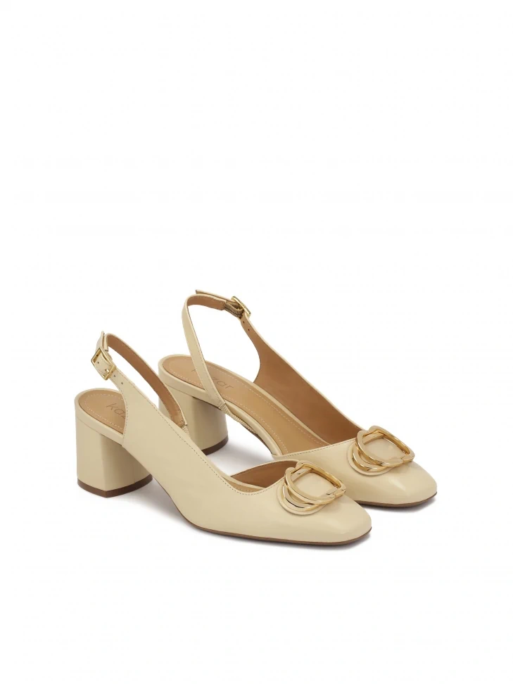 Kazar Leather Semi-open-toe Pumps