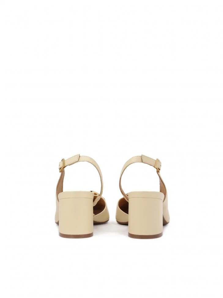 Kazar Leather Semi-open-toe Pumps