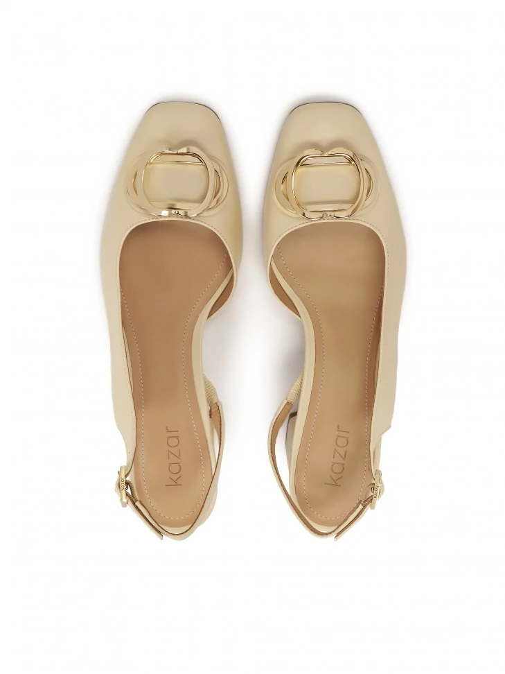 Kazar Leather Semi-open-toe Pumps