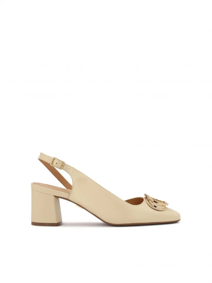 kazar Leather semi-open-toe pumps