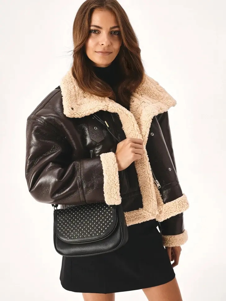 Kazar Leather Shoulder Bag With Decorative Flap
