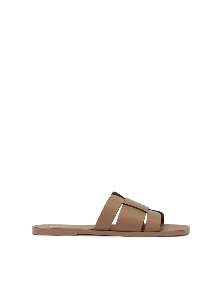 kazar Leather slides in taupe color