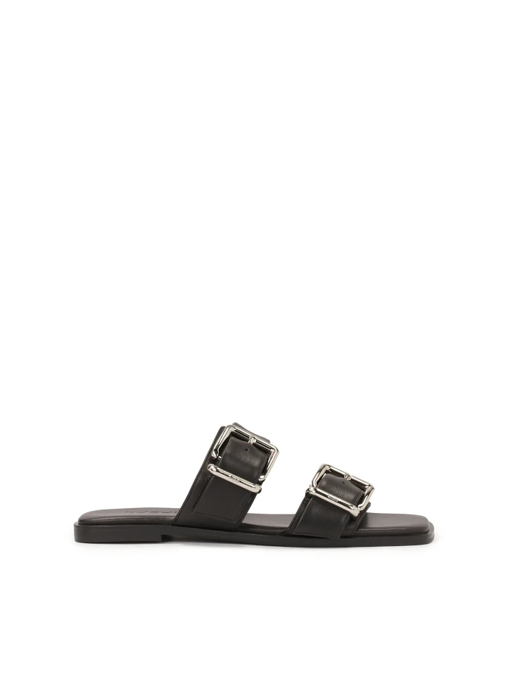 kazar Leather slides with wide straps