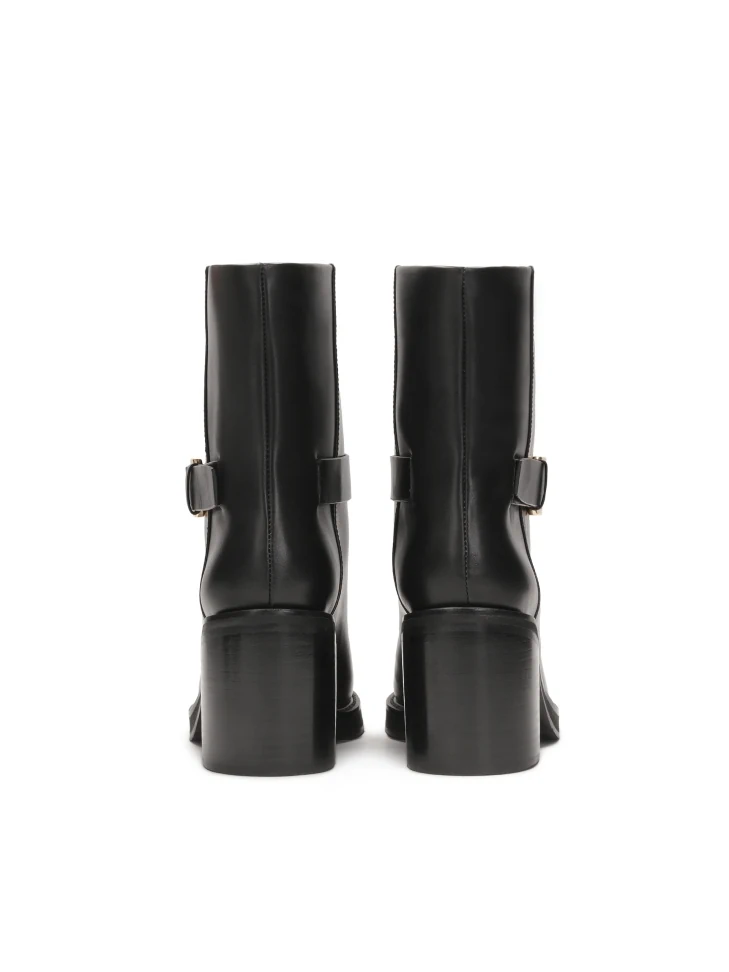 Kazar Leather Slip-on Boots With A Wide Heel