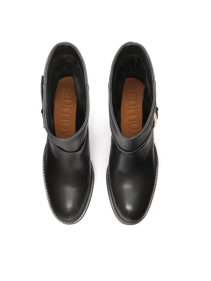 Kazar Leather Slip-on Boots With A Wide Heel