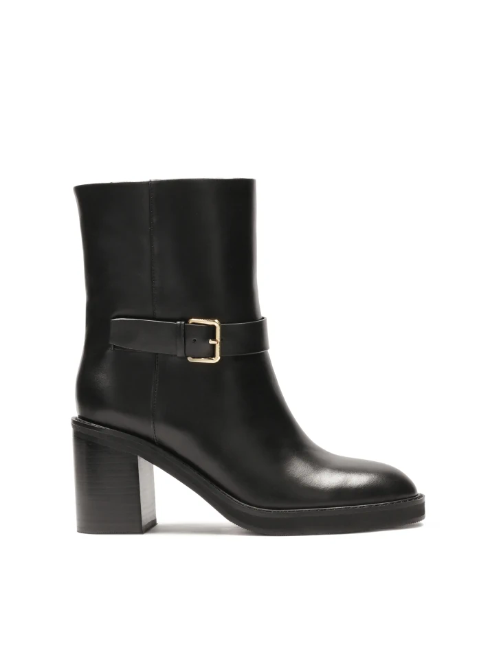 kazar Leather slip-on boots with a wide heel