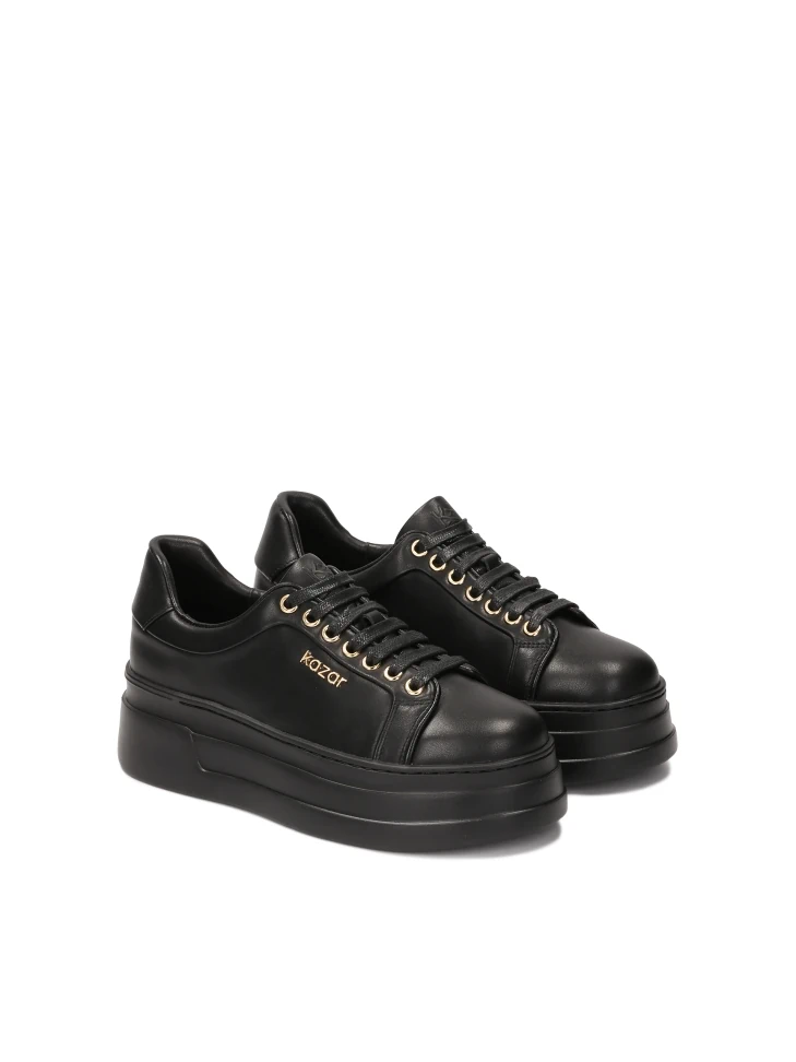 Kazar Leather Sneakers On A Thick Straight Sole