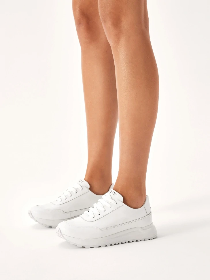 Kazar Leather White Sneakers On A Comfortable Sole