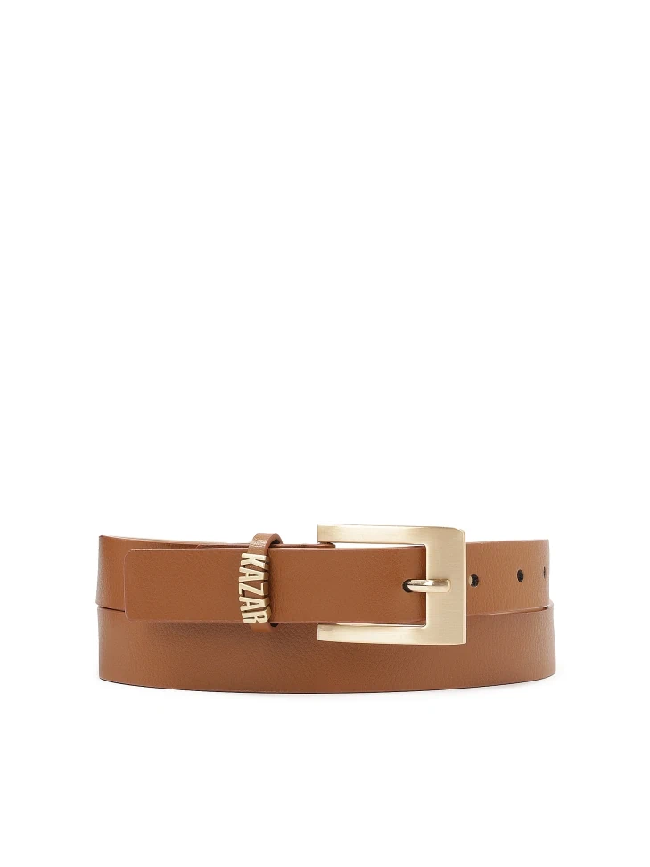 Kazar Light Brown Belt With Metal Logo