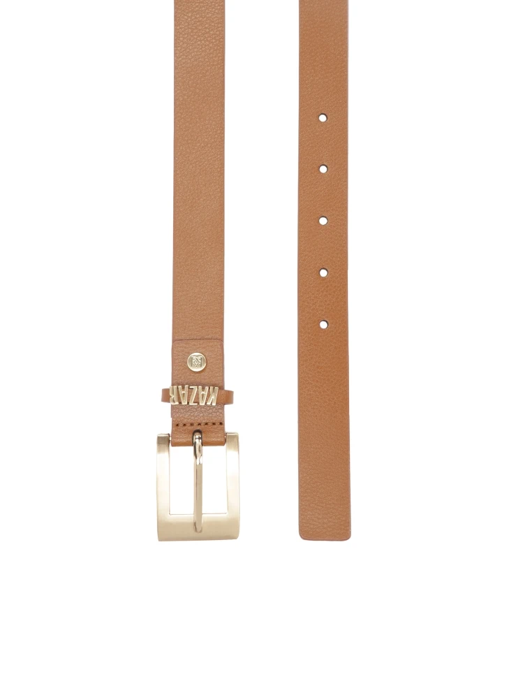 Kazar Light Brown Belt With Metal Logo