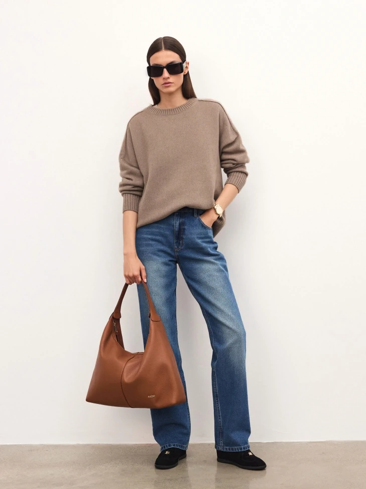 Kazar Light Brown Capacious Shoulder Bag