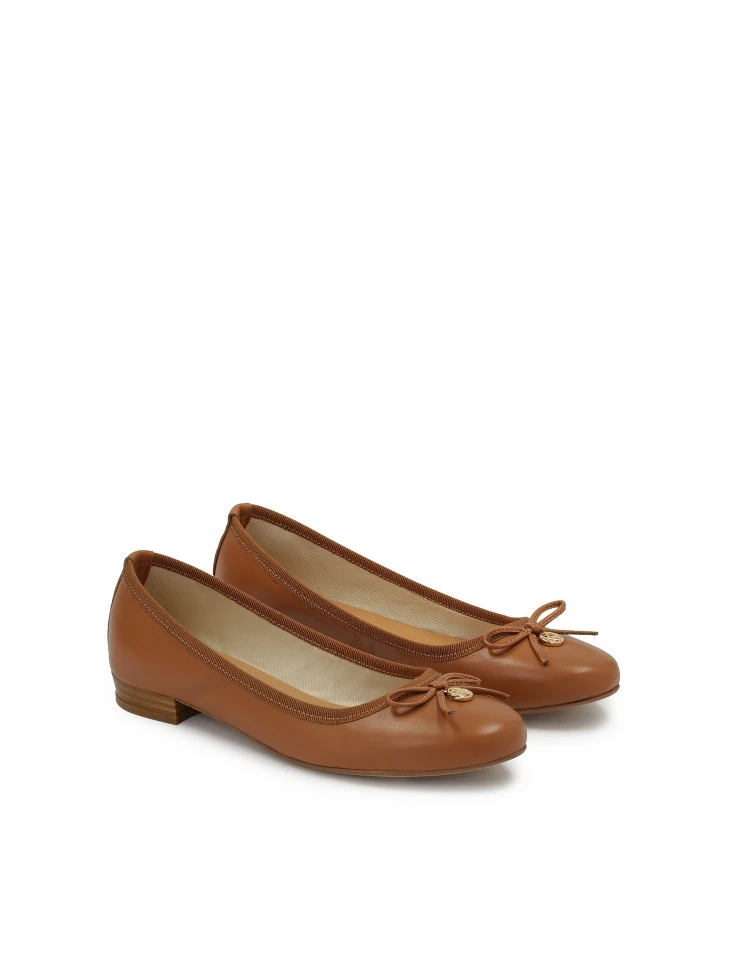 Kazar Light Brown Comfortable Leather Ballerinas