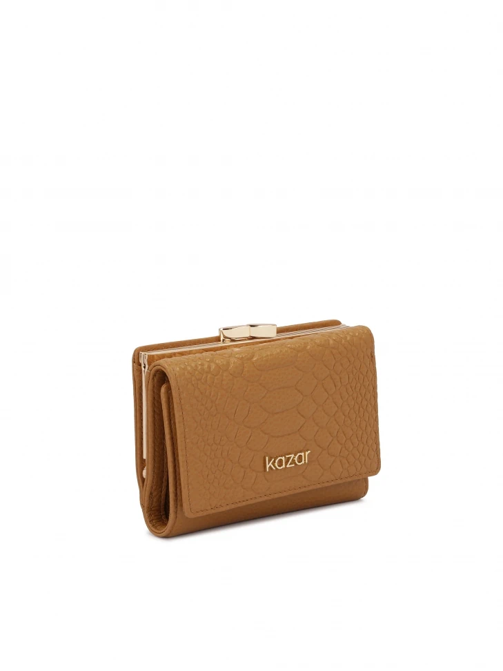 Kazar Light Brown Embossed Leather Wallet