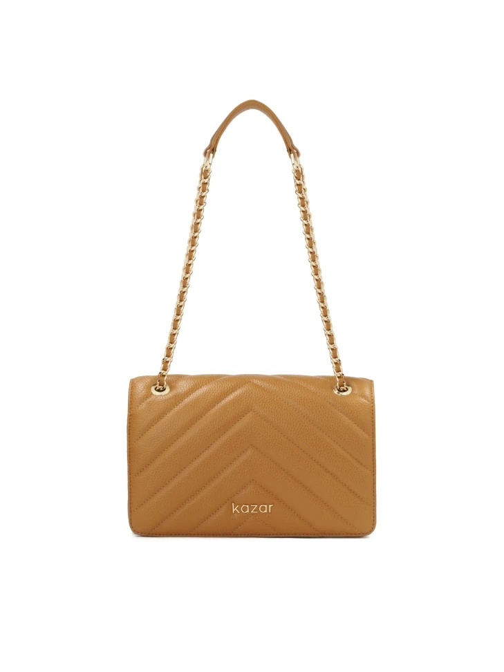 kazar Light brown handbag with cross-stitching