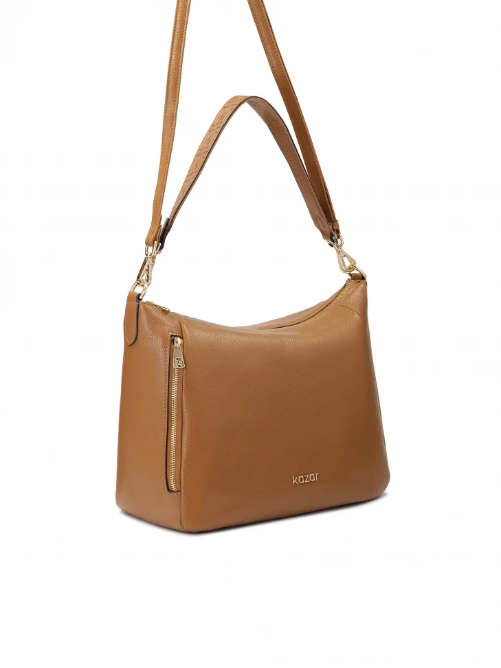 Kazar Light Brown Handbag With Detachable Strap