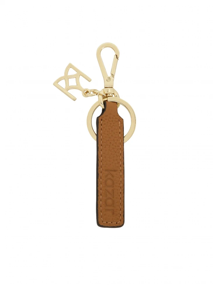 kazar Light brown leather key ring on a snap hook