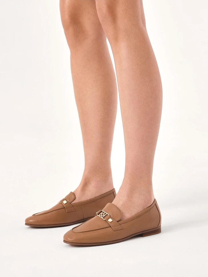 Kazar Light Brown Leather Loafers For Women