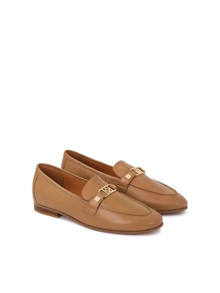 Kazar Light Brown Leather Loafers For Women