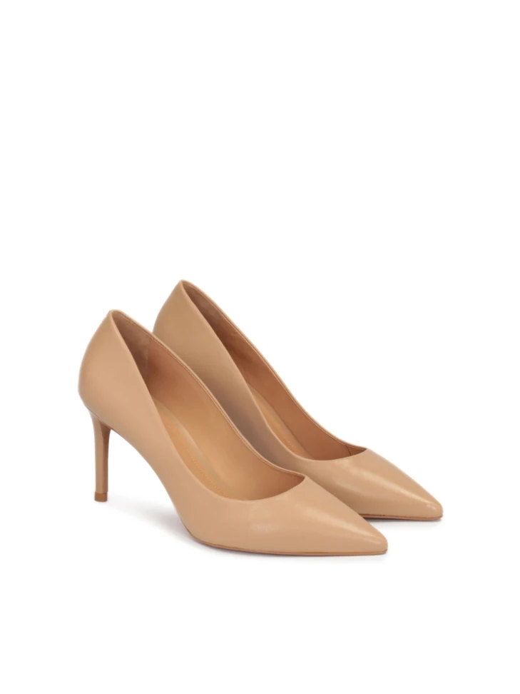 Kazar Light Brown Leather Pumps On A Sleek Heel