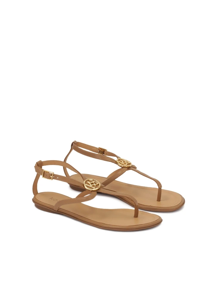 Kazar Light Brown Monogrammed Flip Flop Sandals
