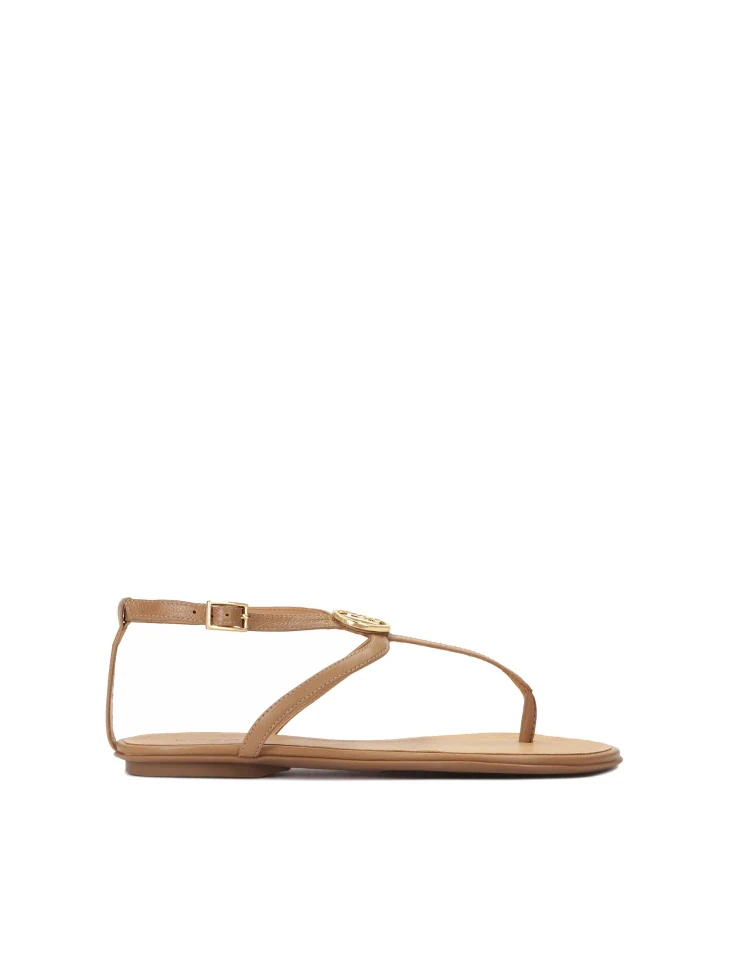 kazar Light brown monogrammed flip flop sandals