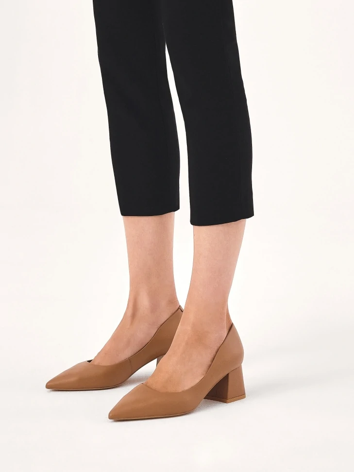 Kazar Light Brown Pumps With A Wide Heel