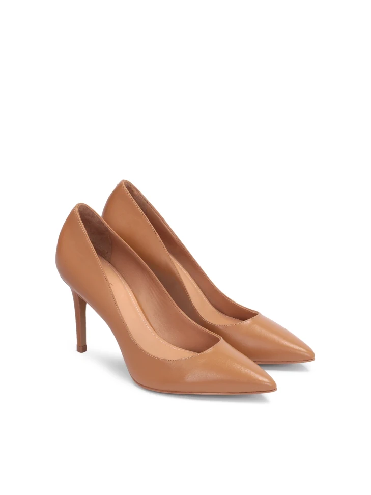 Kazar Light Brown Slim Heeled Pumps