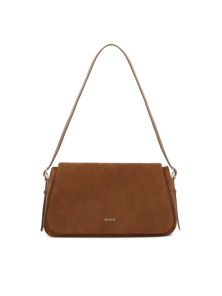 kazar Light brown suede handbag with KAZAR logo
