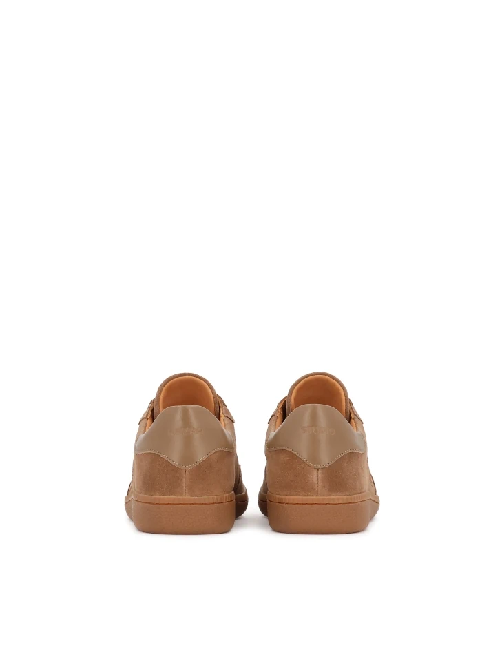 Kazar Light Brown Suede Sneakers With Embroidery