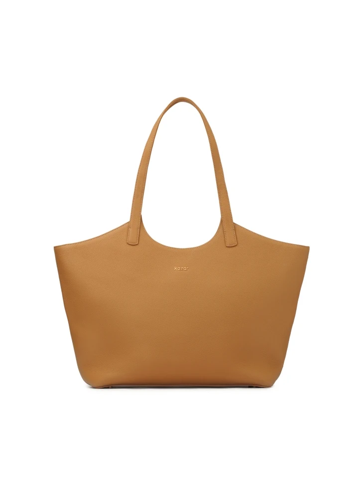 kazar Light brown tote bag with shoulder handles