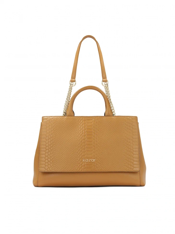 kazar Light brown trunk with embossed flap