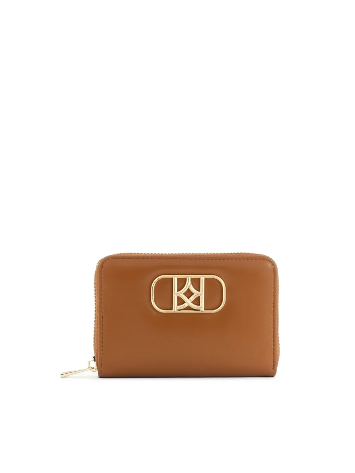 kazar Light brown wallet with decorative monogram